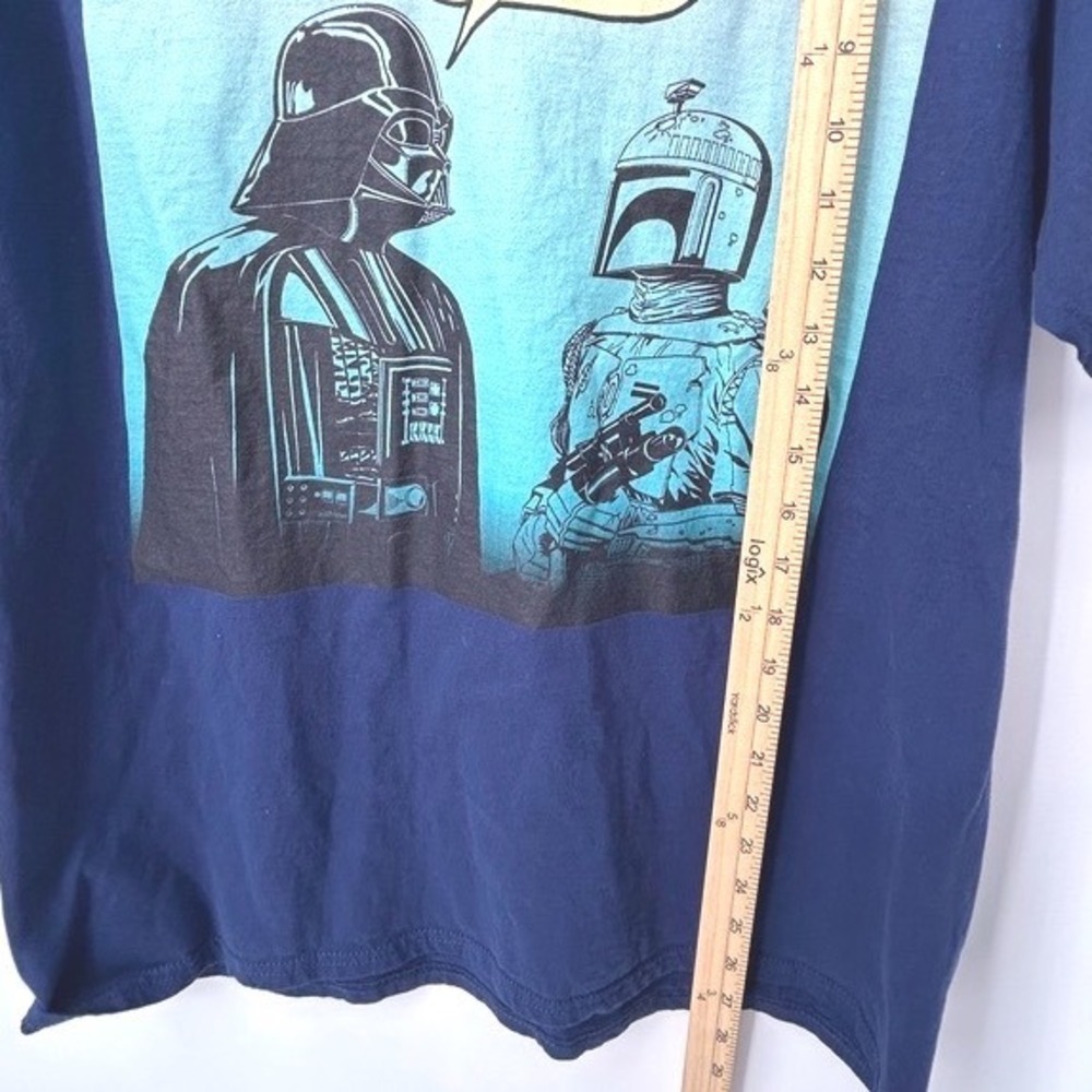 Star Wars Darth Vader Boba Fett Humor Graphic T-Shirt Navy Blue Mens Large - Picture 6 of 6